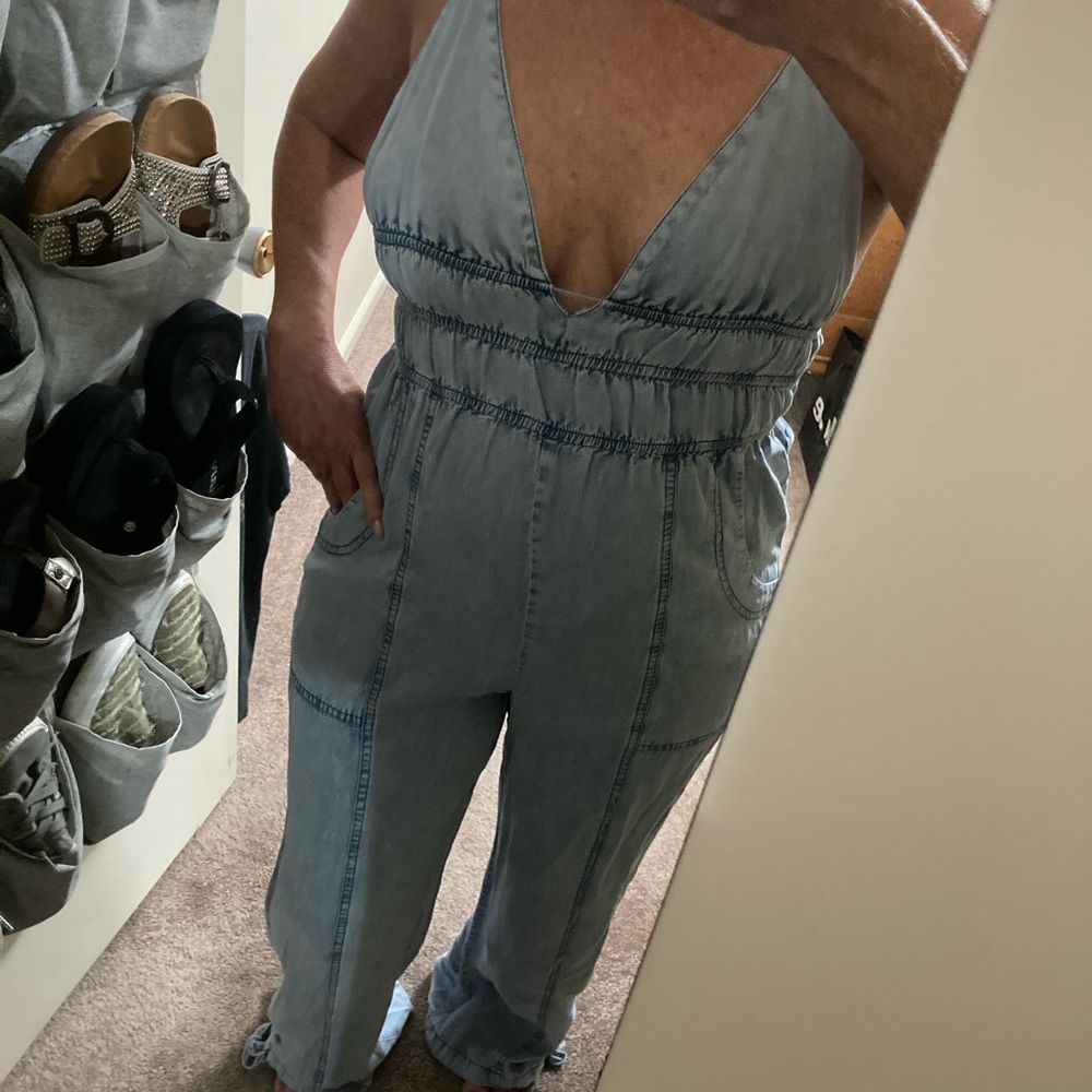 Women's Light Blue Denim Jumpsuit